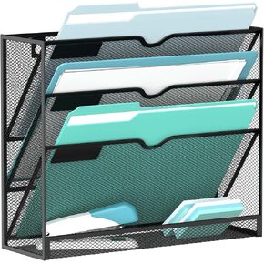 منظم ملفات الحائط من SUPEASY بأربعة طبقات، منظم ملفات معلق شبكي، بدون تجميع، ملفات حائط معلقة للأوراق والمجلدات والمجلات ومنظم حائط للحافظة، أسود in Kuwait