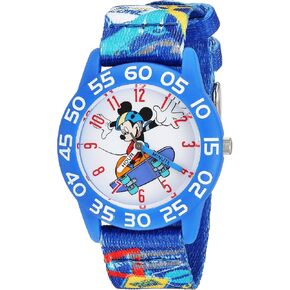 DISNEY Mickey Mouse Kids' Plastic Time Teacher Analog Quartz Nylon Strap Watch
