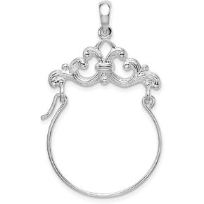 925 Sterling Silver Scroll Design Charm Holder, for Women (L-34.8mm), AFJ-QG-QC11005