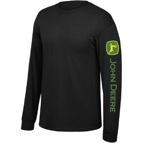 John Deere Men's Side Print Sleeve Long Sleeve T-Shirt-Green-XL
