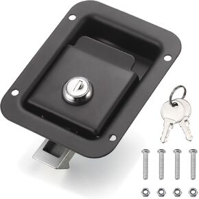 Stainless Steel Truck Tool Box Lock, Paddle Latch Replacement Lock for Truck Box, Toolbox Handle Trailer Door Latch RV Camper Electrical Cabinet, 5.85" L x 4.25" W with key
