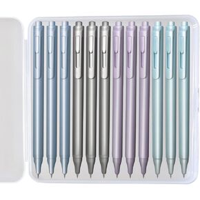 Gel Pens, 12-Pack, 0.5mm Fine Point Black Ink With Case - Smooth Writing, High-End Series for Journaling, Note Taking - Cute Office & Back to School Supplies, Stocking Stuffers Gifts for Women & Men