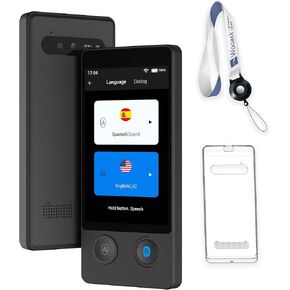 Wooask Offline Translator Device W12 144 Languages 98% Accuracy 0.5s Instant Translation Ideal for Travel, Business, and Global Communication(with Lanyard and Protective Case) (Black)