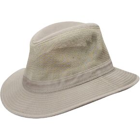 Dorfman Hat Co. Men's Garment Washed Twill Safari Hat With Mesh Sides