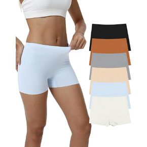 LALESTE Seamless Boyshorts Panties for Women No Show Boxer Shorts Briefs Panties Soft Stretch Ladies Boy Shorts 6 Pack