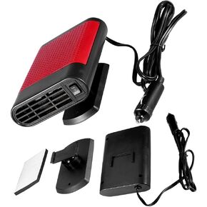 Automotive Glass Defogger, Car 12V Portable Electric Window Glass Heater Heating Dryer Windshield Fan Defroster Demister (Red)