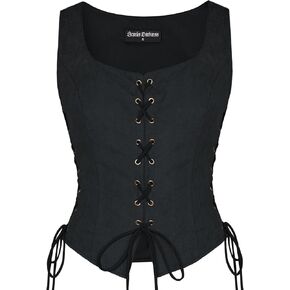 Scarlet Darkness Renaissance Vest for Women Lace Up Medieval Vest Pirate Costume