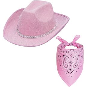 Cowboy Hat Pink Cowgirl Hat with Bandana
