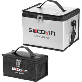 Lipo Battery Safe Bag Fireproof Explosionproof Large Capacity Bag for Charge and Storage with Detachable Adjustable Shoulder Strap (2 Pack)