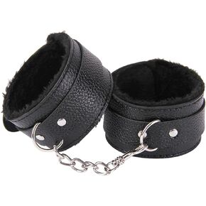 Black Fluffy Hand Cuffs for Ankles and Wrist with Chain Set Fuzzy Sweater Hand Cuff Set for Adults Bedroom Hand Cuffs for Women Couples Sw29