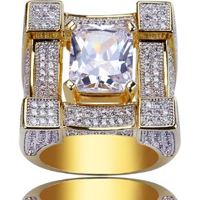 14K Gold Rectangular Cushion Cut Mossanite Ring, Wide Face Densely Set Men's Ring, A Broad Statement of Style,Fathers Day for Dad