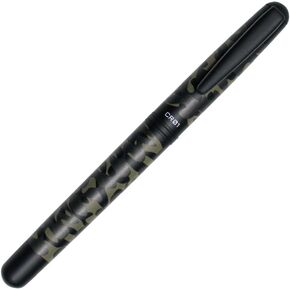 OHTO CR01 Ceramic Rollerball Pen, 0.5mm Fine Point, Thick Aluminum Barrel with Brass Components, Camouflage Khaki, Refillable Water-Based Black Ink, CR01-05-CKK