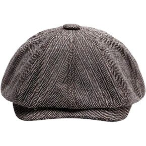 Men Visor Woolen Newsboy Beret Caps Outdoor Casual Winter Cabbie Ivy Flat Hat