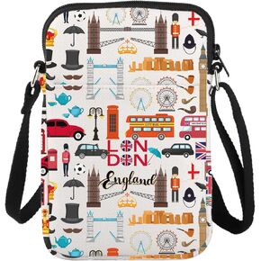 LEVLO London Travel Cross Body Bag England Trip Souvenir Gift UK Vacation Shoulder Bag UK London Travel Merch