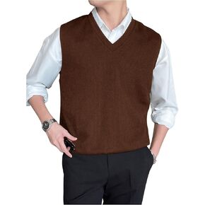 SHENHE Men's V Neck Knitted Sleeveless Sweater Loose Fit Pullover Causal Vest Streetwear