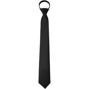 Boys Tie, Black Tie for Boys 8 10 12 Years, Pre-tied Zipper Kids Necktie for School Uniforms Graduation