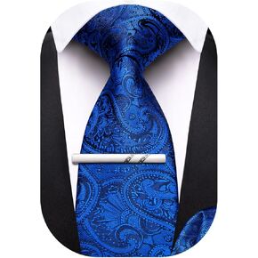 Barry.Wang Boys Ties Solid Color Kids Necktie Handkerchief Clip Set Self Tie Silk for Age 7-14 School Uniforms Formal