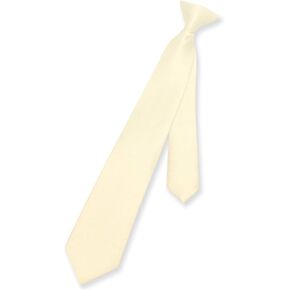Vesuvio Napoli Boy's CLIP-ON NeckTie Solid CREAM Color Youth Neck Tie