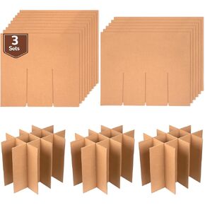 3 Sets of Glass Dividers for Moving Boxes Packing Boxes Kit for Moving Dishes Wine Boxes for Moving, Packing Supplies for Moving Fits in 16 x 12 x 12 Inch Box (Box Not Included)
