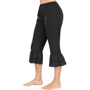 Pettipants for Women Victorian Pantaloons Double Ruffle Hem Pants Culotte Bloomers