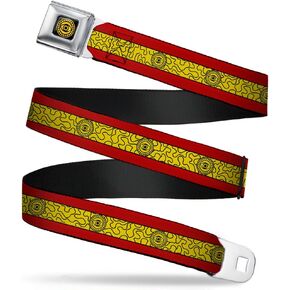 Buckle-Down Seatbelt Belt - Doctor Strange Eye of Agamotto Stripe Red/Gold/Black - 1.0" Wide - 20-36 Inches in Length