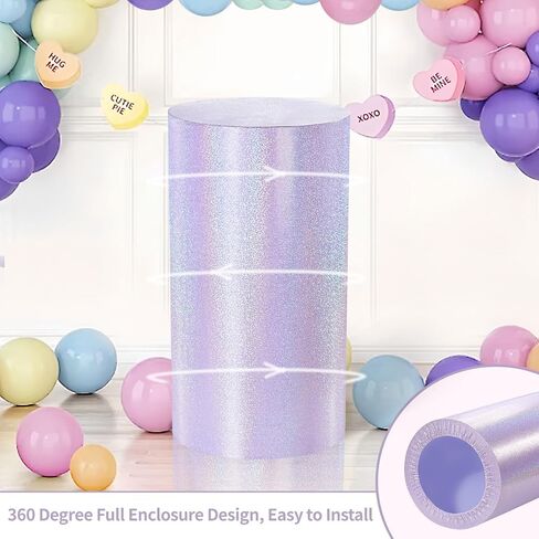 QueenDream Cylinder Pedestal Stand Covers for Party 3Pcs Lavender Spandex Cylinder Plinth Display Box Stand Cover for Wedding Graduation Ceremony Decor in Saudi Arabia