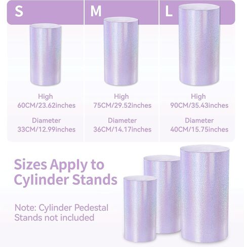 QueenDream Cylinder Pedestal Stand Covers for Party 3Pcs Lavender Spandex Cylinder Plinth Display Box Stand Cover for Wedding Graduation Ceremony Decor in Saudi Arabia