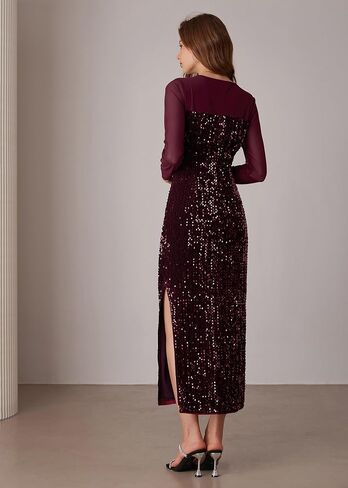GRACE KARIN Women's Sequin Sparkly Glitter Dress Long Sleeve Velvet Cocktail Formal Dresses in Saudi Arabia