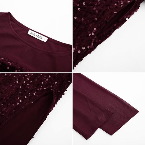 GRACE KARIN Women's Sequin Sparkly Glitter Dress Long Sleeve Velvet Cocktail Formal Dresses in Saudi Arabia