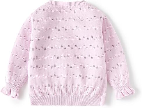 Toddler Butterfly Decor Thin Knitted Cardigan Sweater, Baby Girl's Cotton Button Front Top Clothes Sweater Mesh Coat in Saudi Arabia