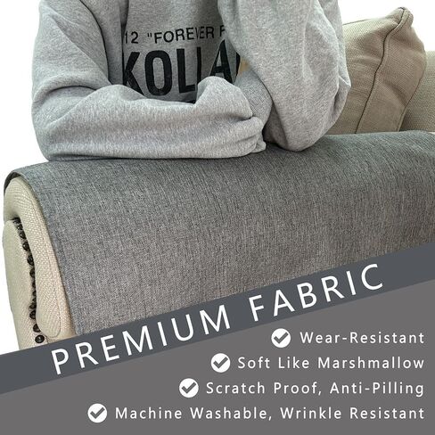 Couch Arm Covers, Anti-Slip Sofa Armrest Cover for Recliner, 2pc Washable Sofa Arm Covers, Dogs Cats Pet Scratch Proof Couch Arm Protectors, Grey, 24x28inch in Saudi Arabia