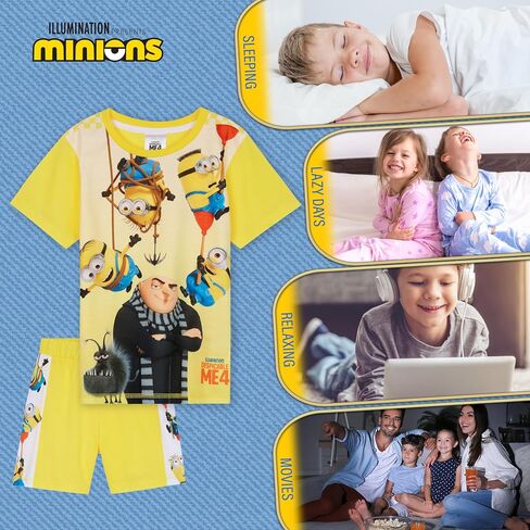 Minions Boys Short Pyjamas Set, Soft Breathable Lounge Wear - Boys Gifts (Yellow/Multi, 3-4 Years) in Saudi Arabia