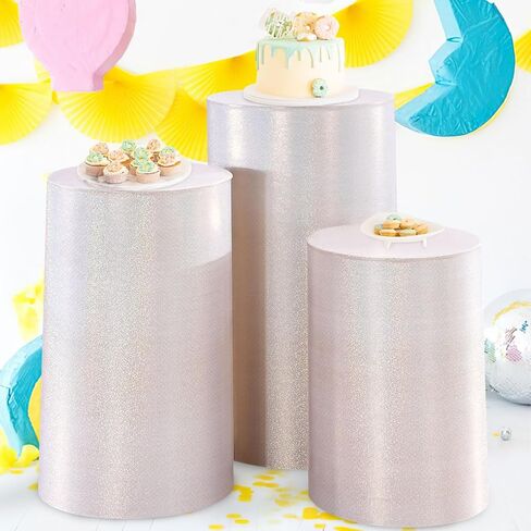 QueenDream Cylinder Pedestal Stand Covers for Party 3Pcs Lavender Spandex Cylinder Plinth Display Box Stand Cover for Wedding Graduation Ceremony Decor in Kuwait