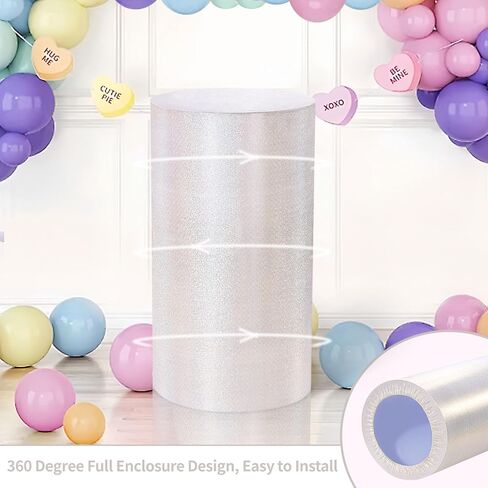QueenDream Cylinder Pedestal Stand Covers for Party 3Pcs Lavender Spandex Cylinder Plinth Display Box Stand Cover for Wedding Graduation Ceremony Decor in Kuwait