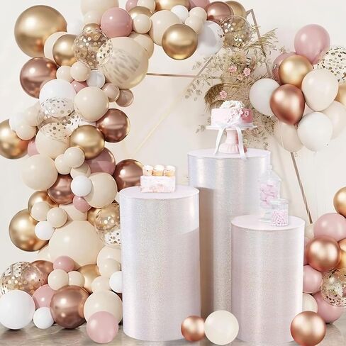 QueenDream Cylinder Pedestal Stand Covers for Party 3Pcs Lavender Spandex Cylinder Plinth Display Box Stand Cover for Wedding Graduation Ceremony Decor in Kuwait