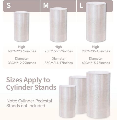 QueenDream Cylinder Pedestal Stand Covers for Party 3Pcs Lavender Spandex Cylinder Plinth Display Box Stand Cover for Wedding Graduation Ceremony Decor in Kuwait