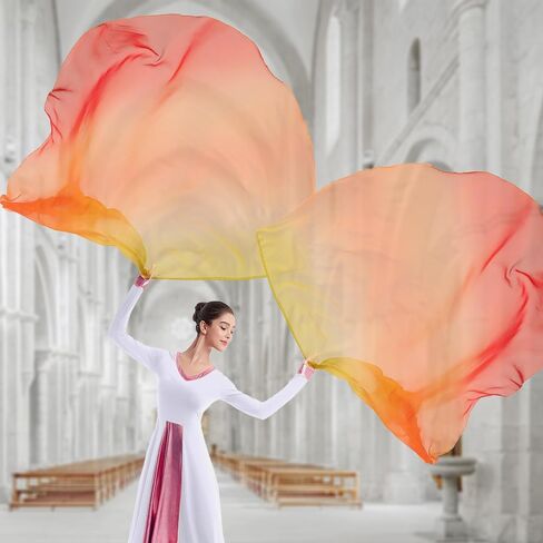 Baisdan 54"x54" Worship Flags for Dance Church, Praise Dance Flag, Praise Flags with Flexible Rods & Storage Bag, Set of 2, White-Pink-Purple in Saudi Arabia