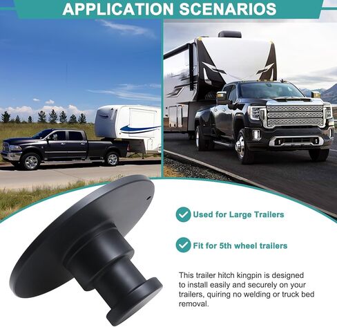 WA15 5050 وصلة ربط المقطورة مع 2 طوق 3/8 بوصة، دبوس العجلة الخامسة للمقطورات، يمنع الانفصال، سعة تحميل قوية in Kuwait