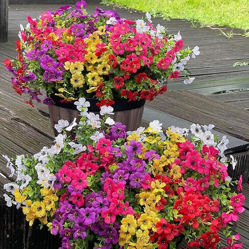 20 Bundles Fall Flowers Artificial for Decoration UV Resistant No Fade Faux Fake Mums Plants Flowers for Fall Outdoor Decor Front Porch Decor Thanksgiving, Halloween Decor - Orange in Saudi Arabia