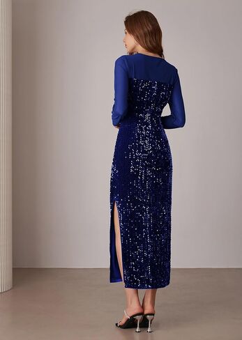 GRACE KARIN Women's Sequin Sparkly Glitter Dress Long Sleeve Velvet Cocktail Formal Dresses in Saudi Arabia