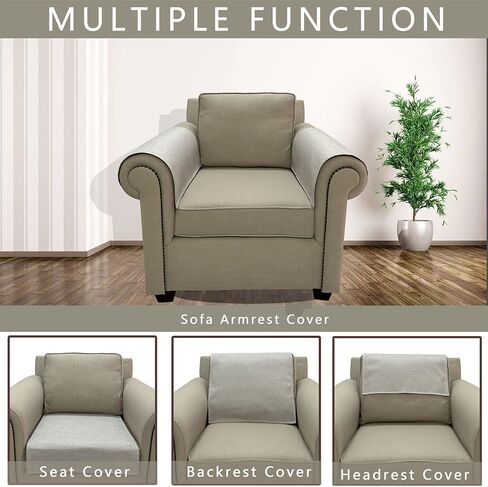 Couch Arm Covers, Anti-Slip Sofa Armrest Cover for Recliner, 2pc Washable Sofa Arm Covers, Dogs Cats Pet Scratch Proof Couch Arm Protectors, Grey, 24x28inch in Saudi Arabia