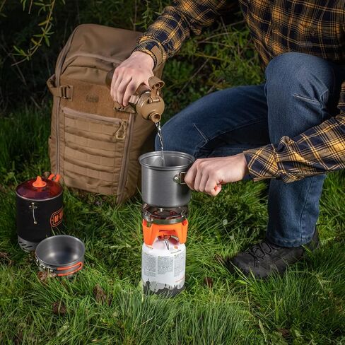 طقم أطباق للتخييم من إم تاك، قطعتين - مقلاة ووعاء مع مبادل حراري - مجموعة أدوات طهي مدمجة للاستخدام الخارجي لحقائب الظهر والسفر والتنزه والتنزه in Kuwait