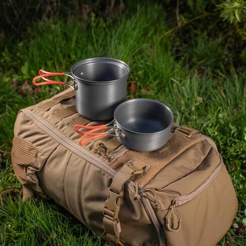 طقم أطباق للتخييم من إم تاك، قطعتين - مقلاة ووعاء مع مبادل حراري - مجموعة أدوات طهي مدمجة للاستخدام الخارجي لحقائب الظهر والسفر والتنزه والتنزه in Kuwait