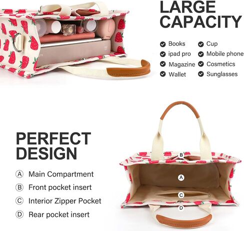 Ayieyill Canvas Tote Bag for Women with Pockets Crossbody Bag Tote Shoulder Handbags Casual Work Bags Everything Tote Bag in Saudi Arabia