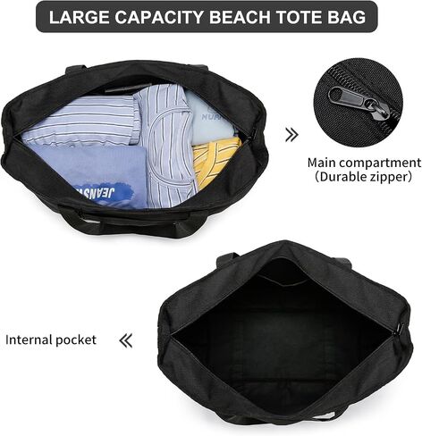 Beach Bag with Zipper - large Waterproof Pool Bag with Mesh and Pockets Beach Tote Bag Sandproof,Swim for Women in Saudi Arabia