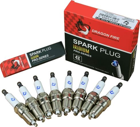 DRAGON FIRE PERFORMANCE Ignition Set With SQUARE Ignition Coils IRIDIUM Spark Plugs and 10mm Spark Plug Wires Compatible With 99-07 GM Truck SUV LS REPLACES 19418993 12556393 D581 OEM Fit Kit-1002BK in Saudi Arabia