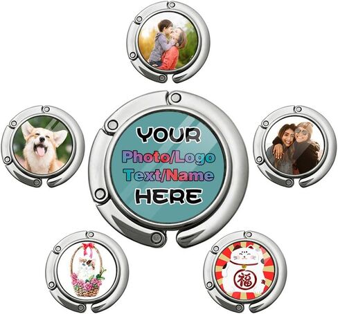 Custom Purse Hook for Table Customized Handbag Hangers with Image/Logo/Text Personalized Handbag Storage Folding Decor Table Bag Hanger Holder Hook Gift for Women Mother Girlfriend, Flower in Saudi Arabia