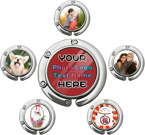 Custom Purse Hook for Table Customized Handbag Hangers with Image/Logo/Text Personalized Handbag Storage Folding Decor Table Bag Hanger Holder Hook Gift for Women Mother Girlfriend, Flower in Saudi Arabia