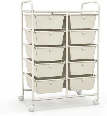HOMGX Storage Cart with 15 Drawers, 15 Tier Multicolor Rolling Cart, File & Debris Storage Drawers on Lockable Wheels, Rolling Drawer Cart for Office/School/Home, Macaron in Saudi Arabia