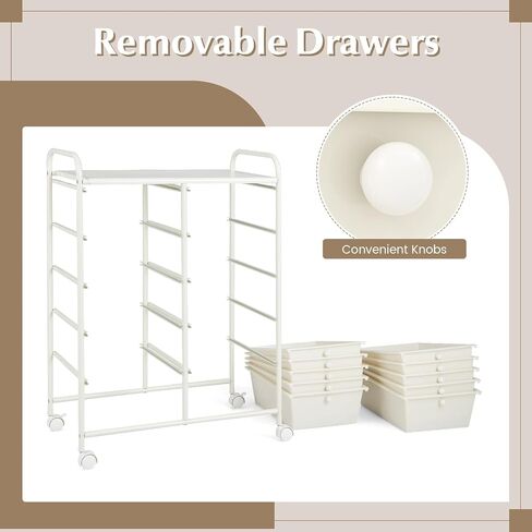HOMGX Storage Cart with 15 Drawers, 15 Tier Multicolor Rolling Cart, File & Debris Storage Drawers on Lockable Wheels, Rolling Drawer Cart for Office/School/Home, Macaron in Saudi Arabia